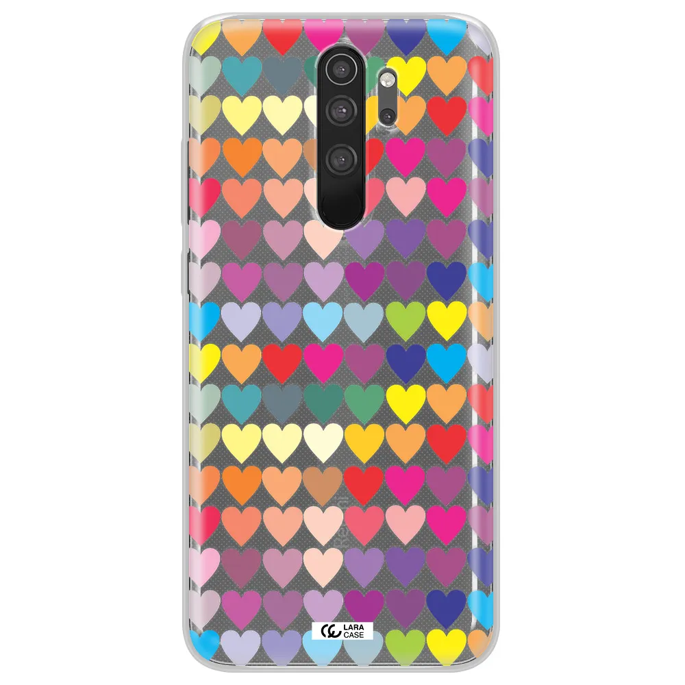 a colorful heart pattern Xiaomi Note 8 Pro Clear TPU Case