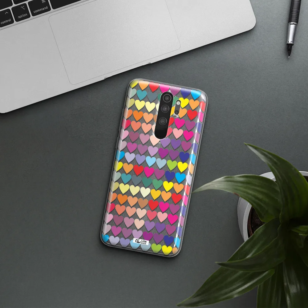 a colorful heart pattern Xiaomi Note 8 Pro Clear TPU Case