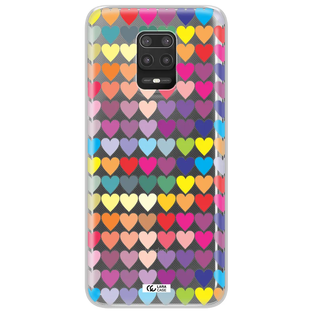 a colorful heart pattern Xiaomi Note 9S Clear TPU Case
