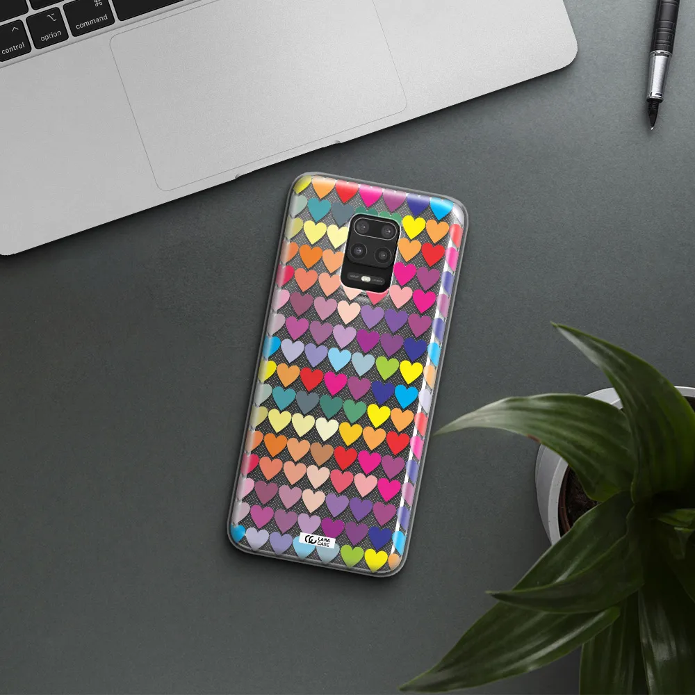 a colorful heart pattern Xiaomi Note 9S Clear TPU Case