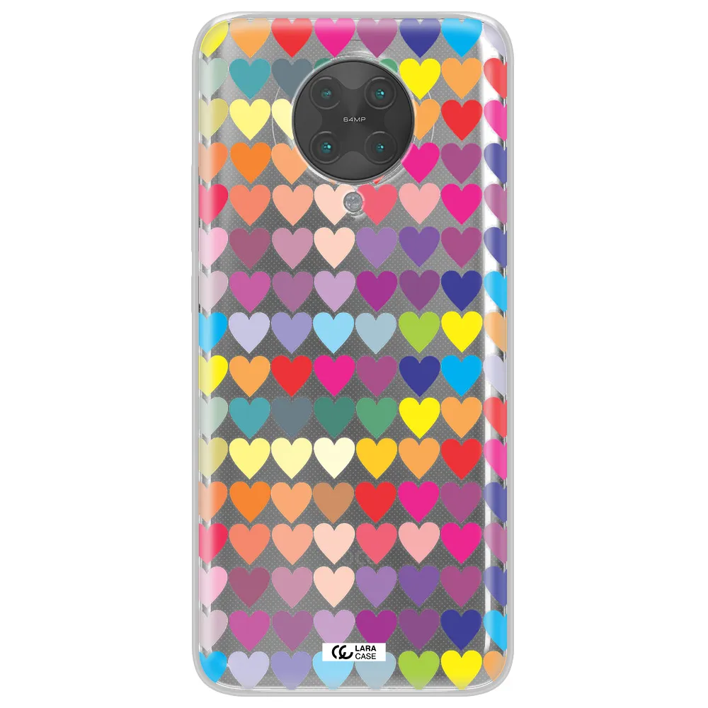 a colorful heart pattern Xiaomi Poco F2 Pro Clear TPU Case