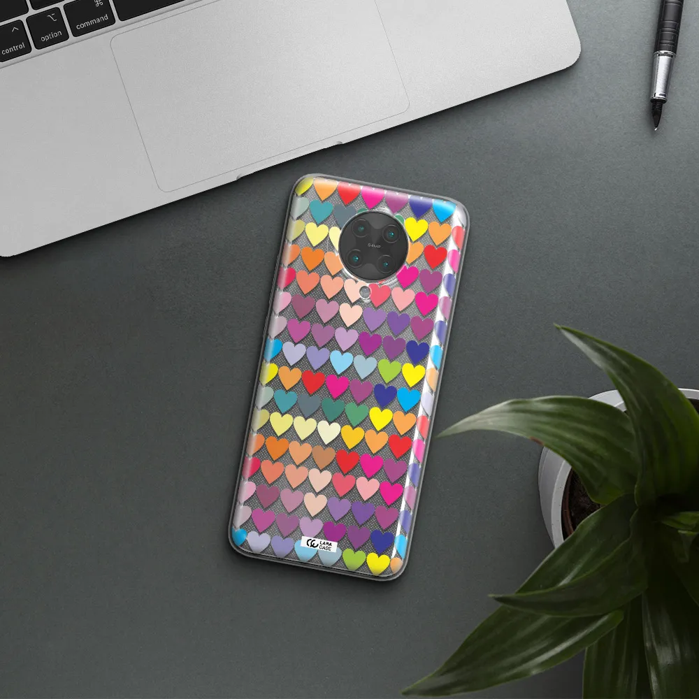 a colorful heart pattern Xiaomi Poco F2 Pro Clear TPU Case