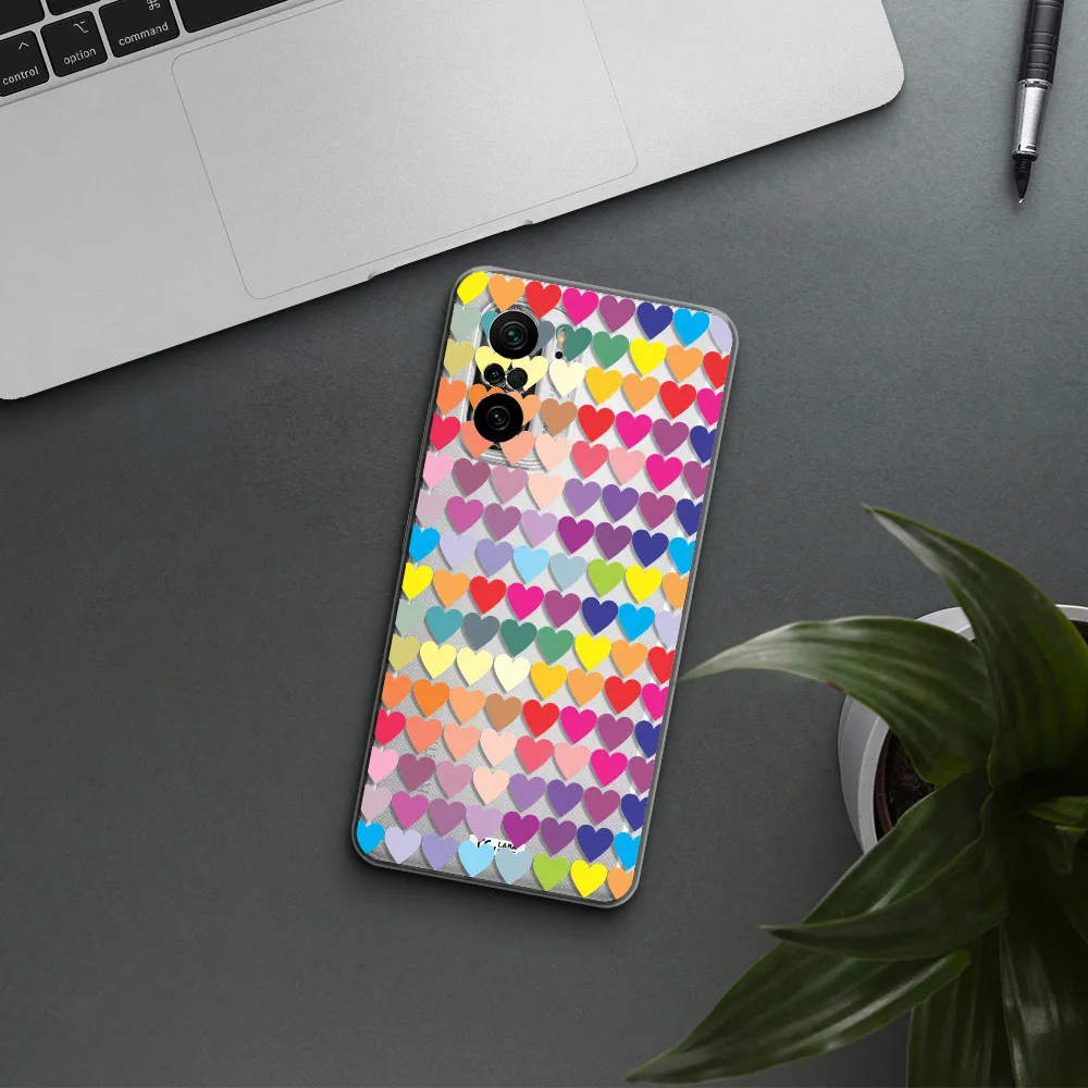A Colorful Heart Pattern Xiaomi Poco F3 Clear Tpu Case
