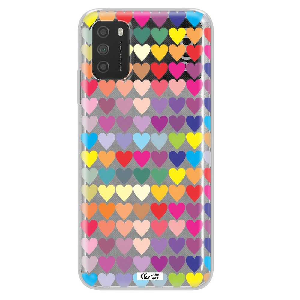 a colorful heart pattern Xiaomi Poco M3 Clear TPU Case