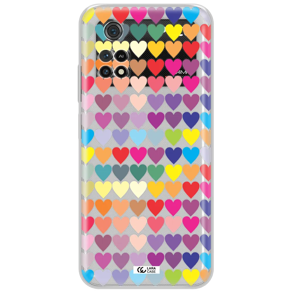 A Colorful Heart Pattern Xiaomi Poco M4 Pro 4G Clear Tpu Case