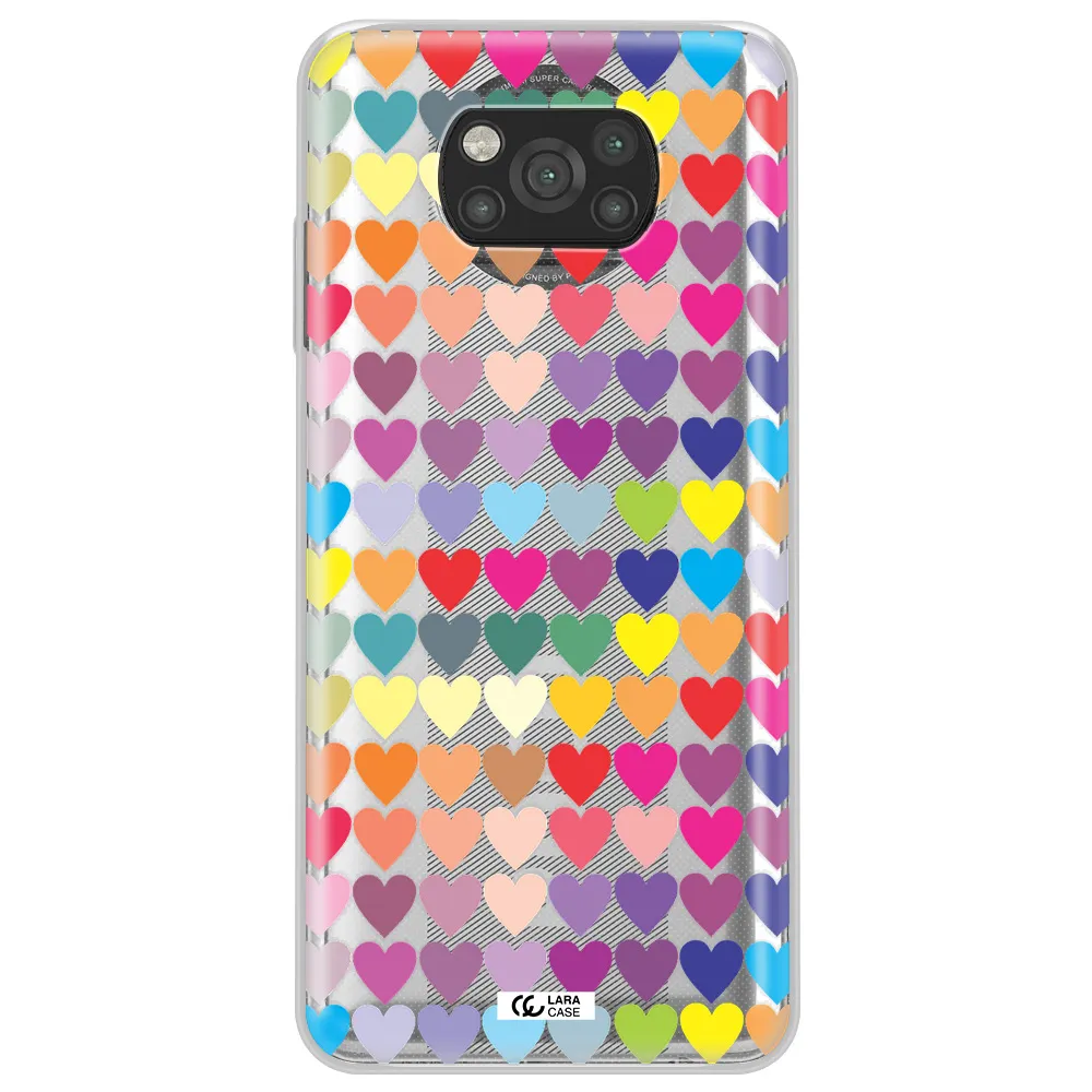 a colorful heart pattern Xiaomi Poco X3 Clear TPU Case