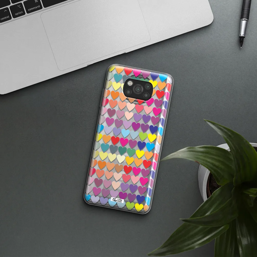 a colorful heart pattern Xiaomi Poco X3 Clear TPU Case