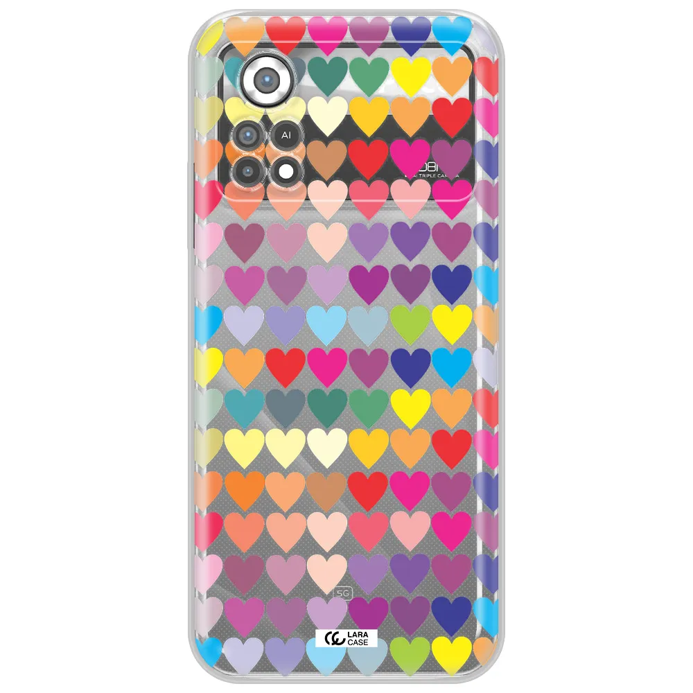 a colorful heart pattern Xiaomi Poco X4 Pro Clear TPU Case