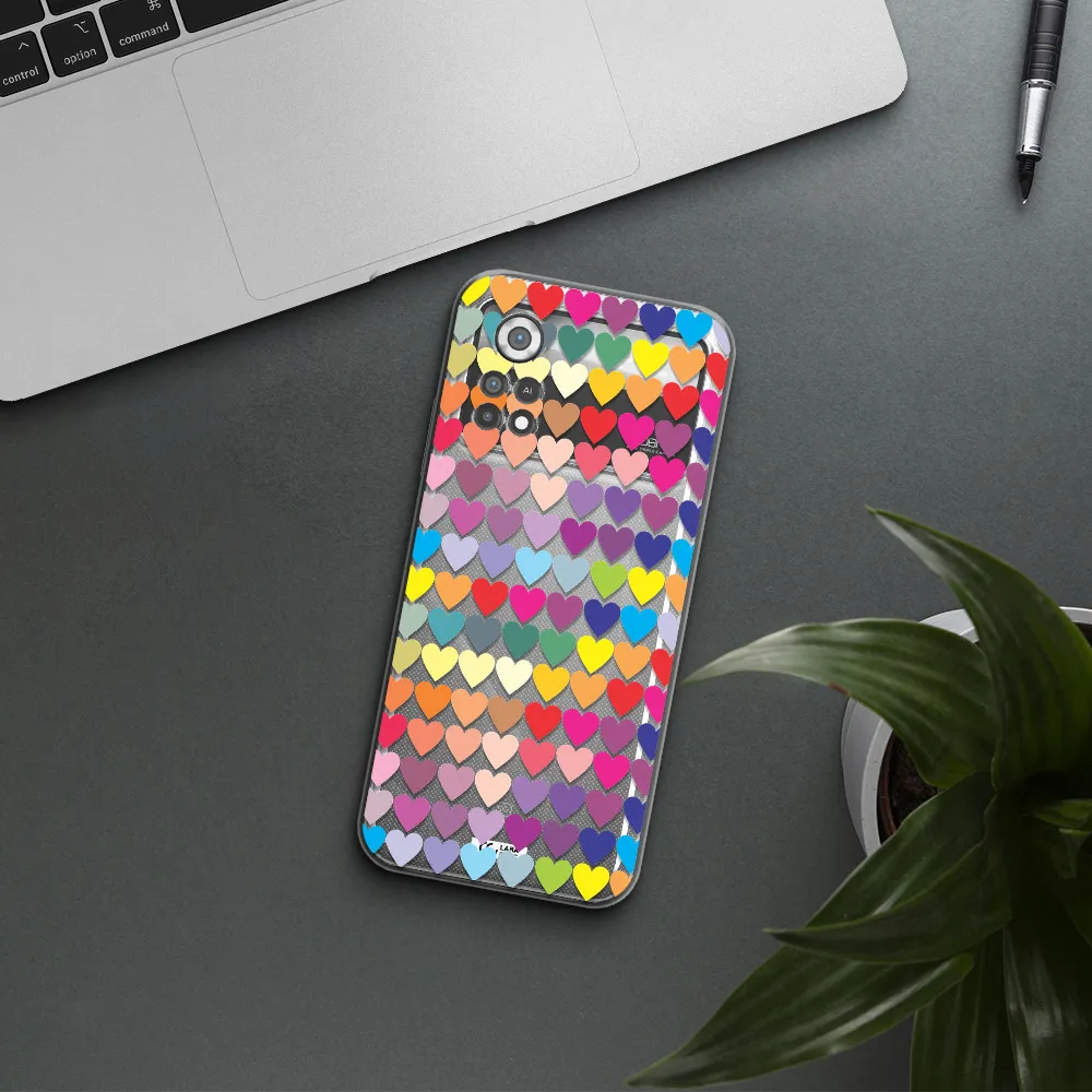 a colorful heart pattern Xiaomi Poco X4 Pro Clear TPU Case