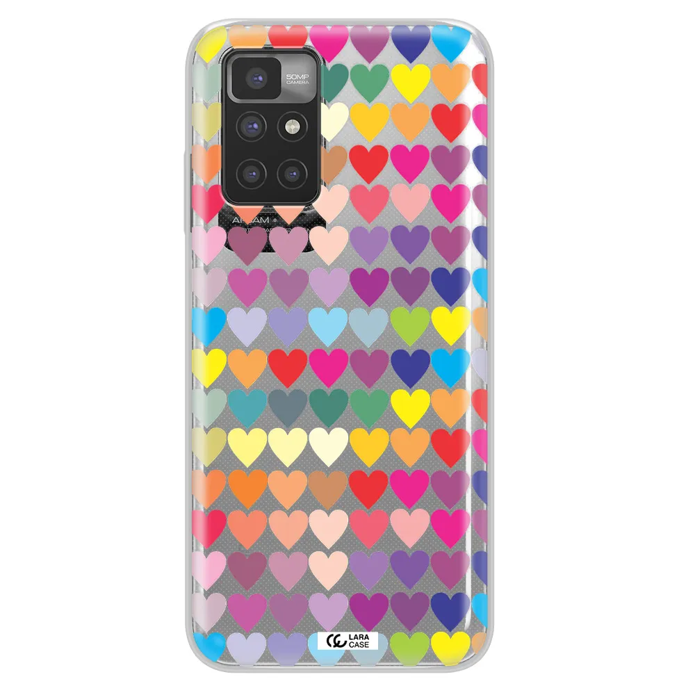 a colorful heart pattern Xiaomi Redmi 10 Clear TPU Case