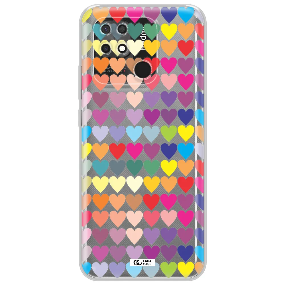 a colorful heart pattern Xiaomi Redmi 10C Clear TPU Case