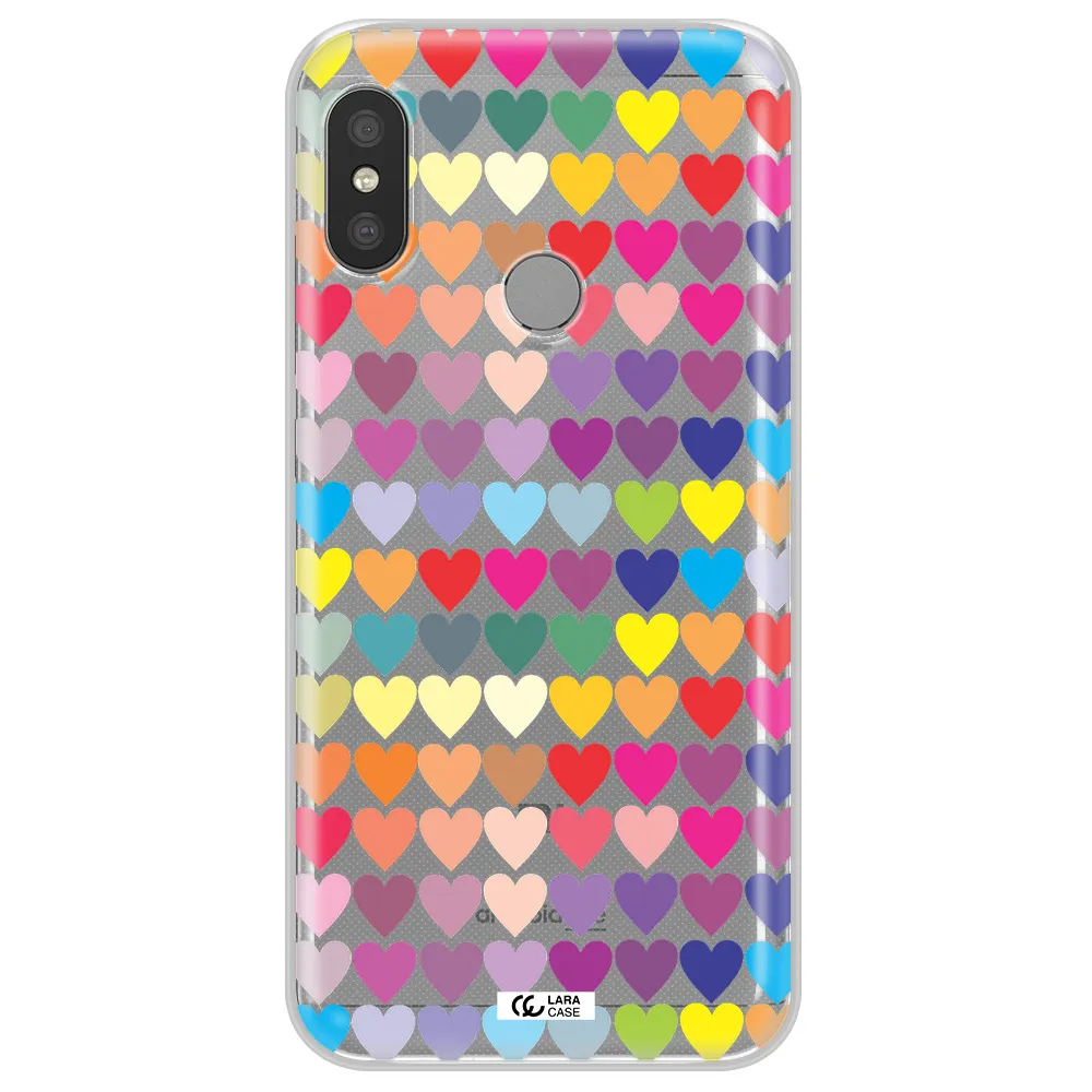 a colorful heart pattern Xiaomi Redmi 6 Pro Clear TPU Case