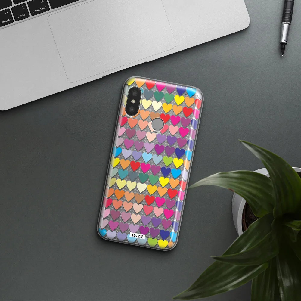 a colorful heart pattern Xiaomi Redmi 6 Pro Clear TPU Case