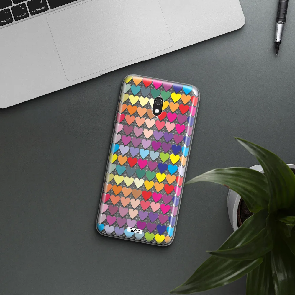a colorful heart pattern Xiaomi Redmi 8A Clear TPU Case