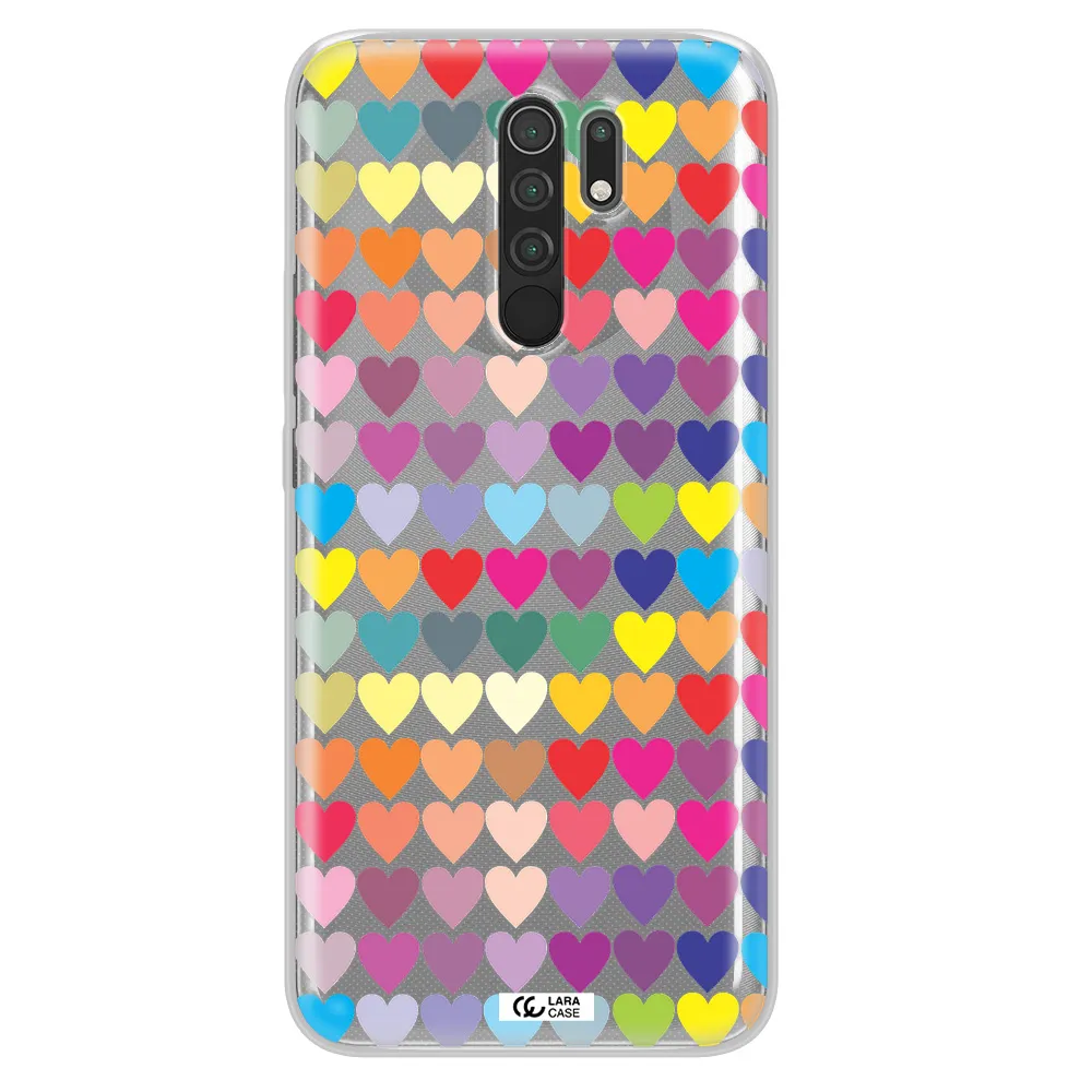 a colorful heart pattern Xiaomi Redmi 9 Clear TPU Case