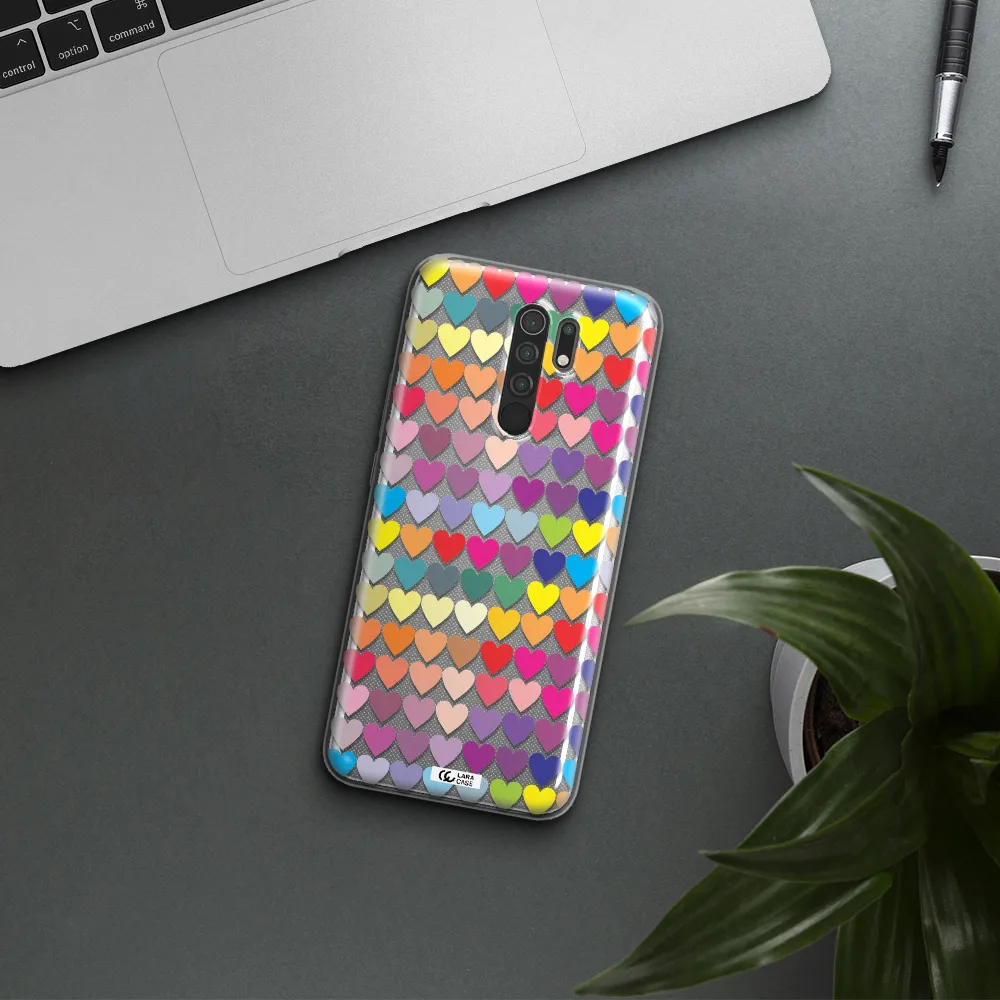 a colorful heart pattern Xiaomi Redmi 9 Clear TPU Case