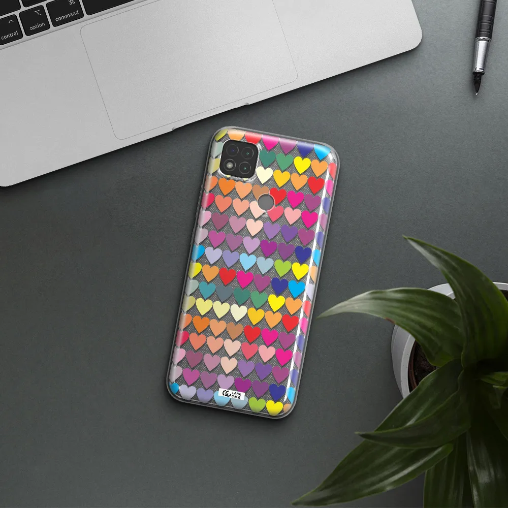 a colorful heart pattern Xiaomi Redmi 9C Clear TPU Case