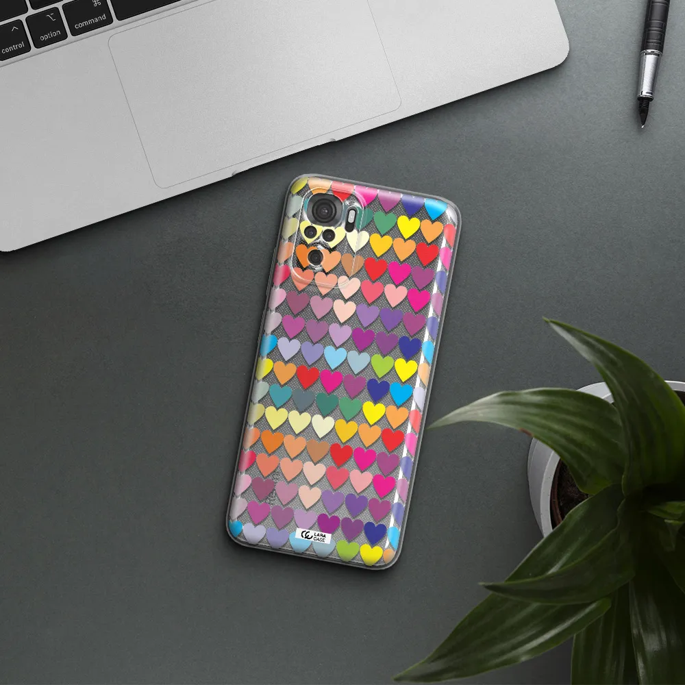 A Colorful Heart Pattern Xiaomi Redmi Note 10S Clear Tpu Case