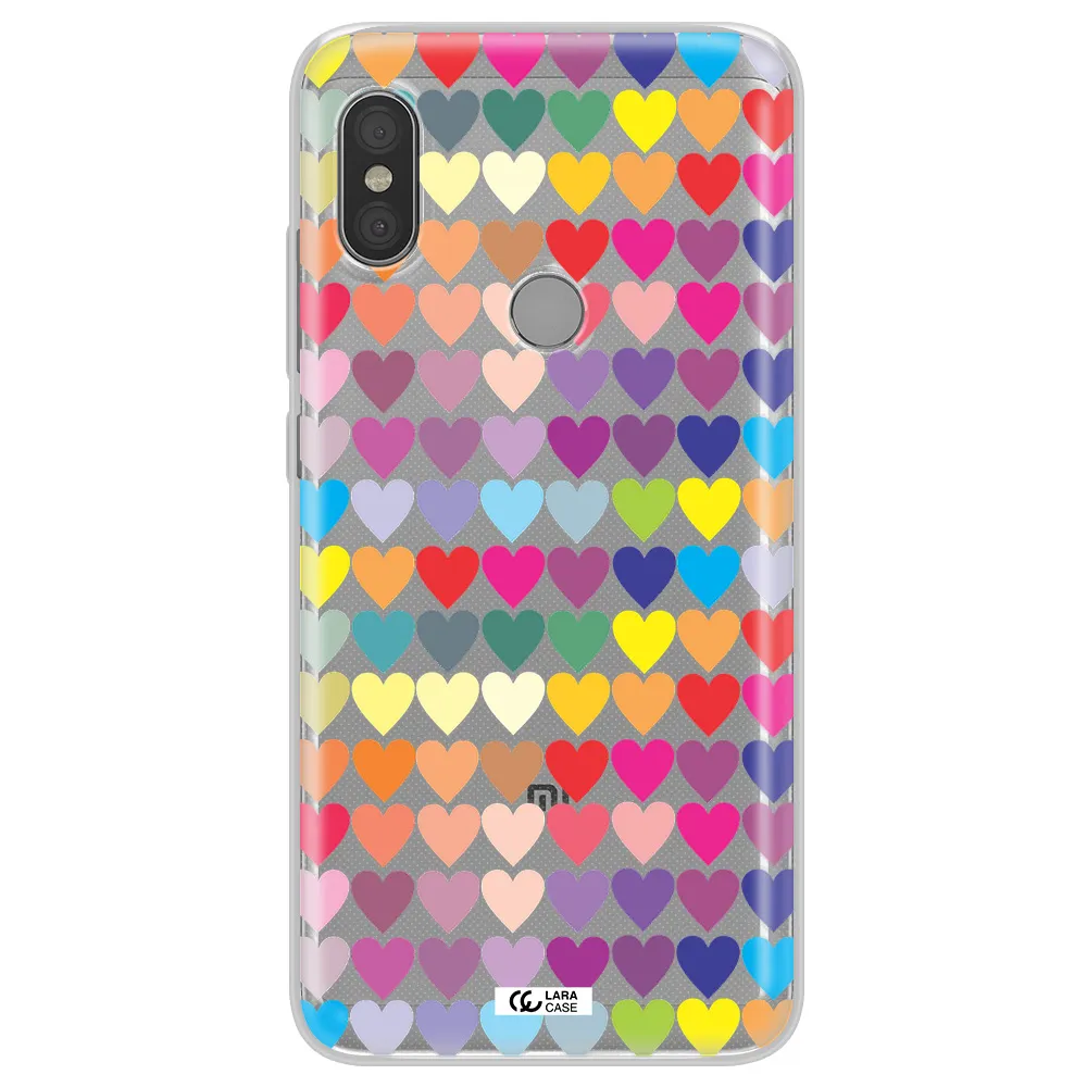 a colorful heart pattern Xiaomi Redmi Note 6 Pro Clear TPU Case