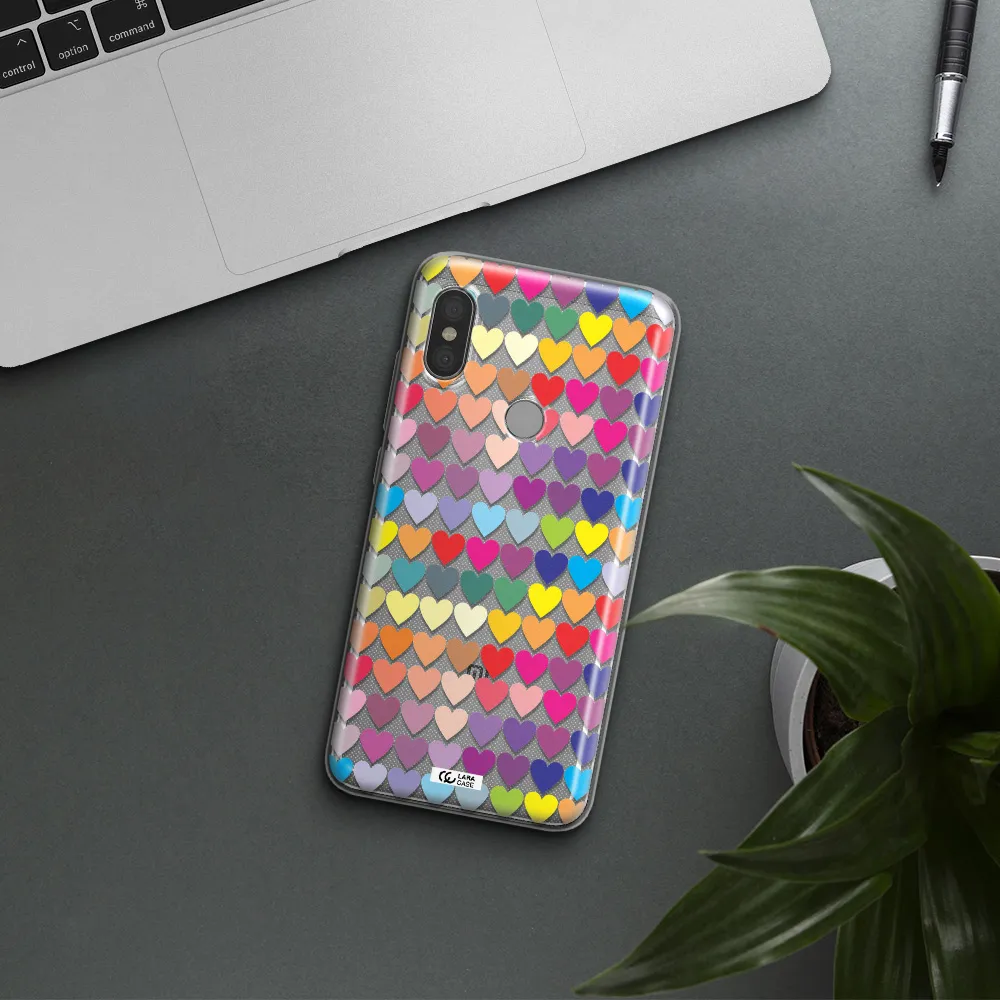 a colorful heart pattern Xiaomi Redmi Note 6 Pro Clear TPU Case