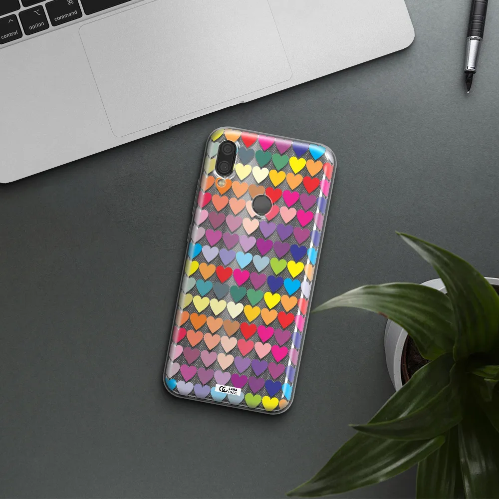 a colorful heart pattern Xiaomi Redmi Note 7 Clear TPU Case