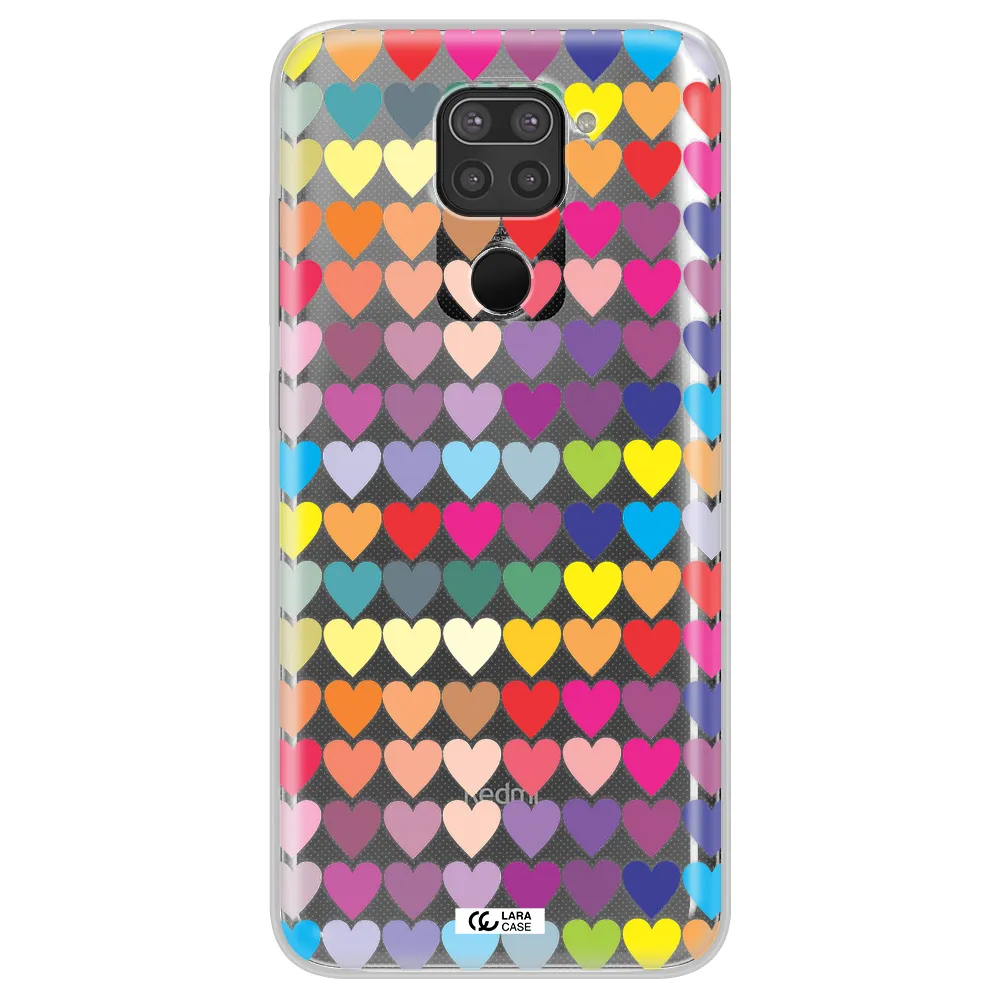 a colorful heart pattern Xiaomi Redmi Note 9 Clear TPU Case