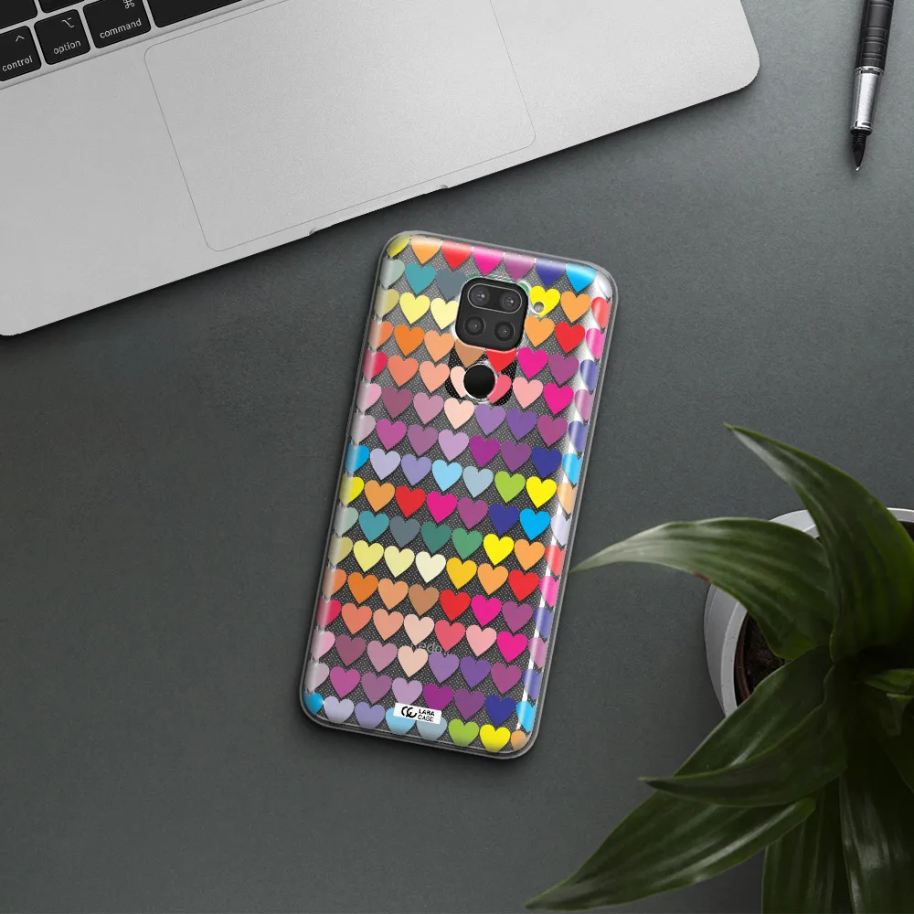 a colorful heart pattern Xiaomi Redmi Note 9 Clear TPU Case