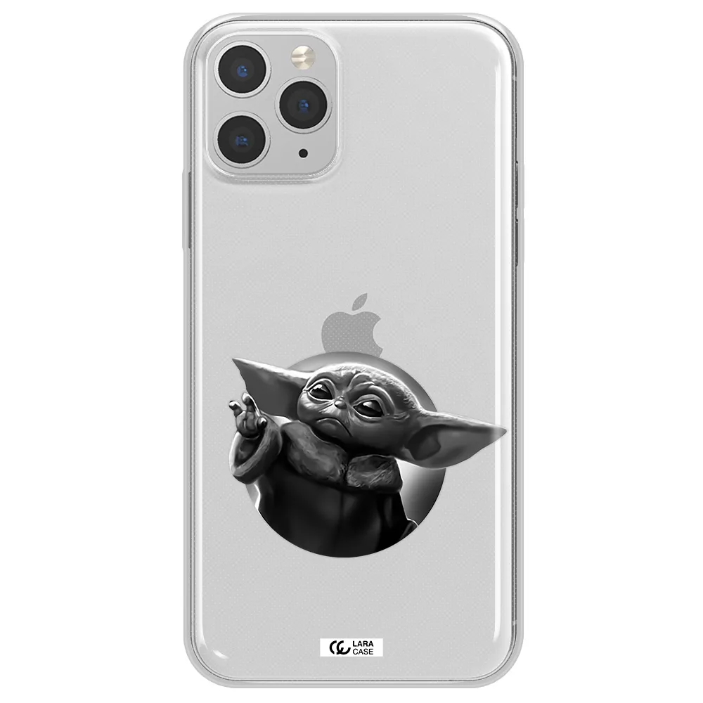 a black and white image of a baby yoda Apple iPhone 11 pro max Clear TPU Case