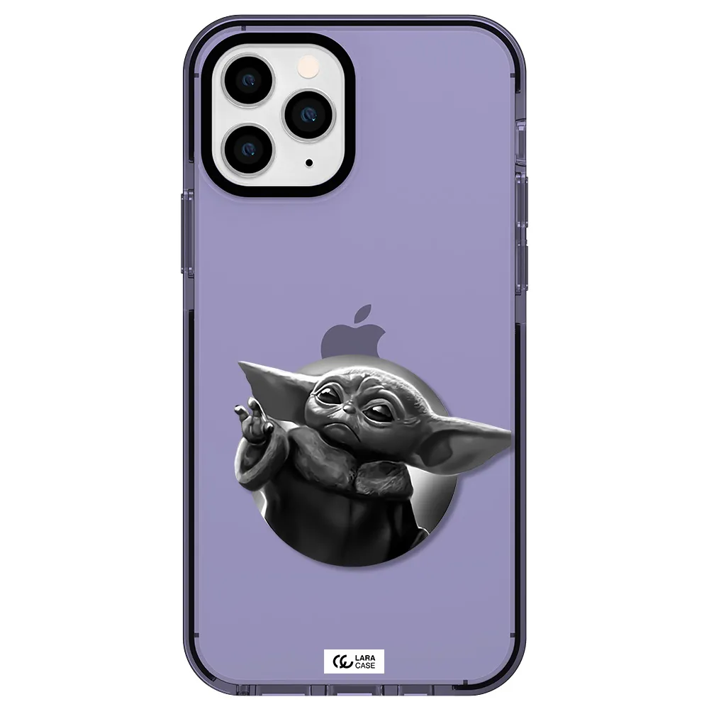 a black and white image of a baby yoda Apple iPhone 11 pro max impact Lilac Case