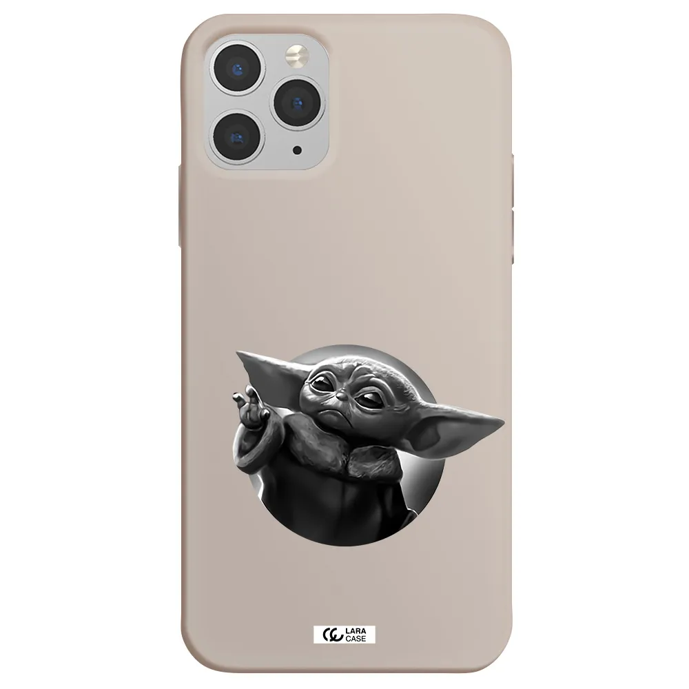 a black and white image of a baby yoda Apple iPhone 11 pro Silicone Stone Case