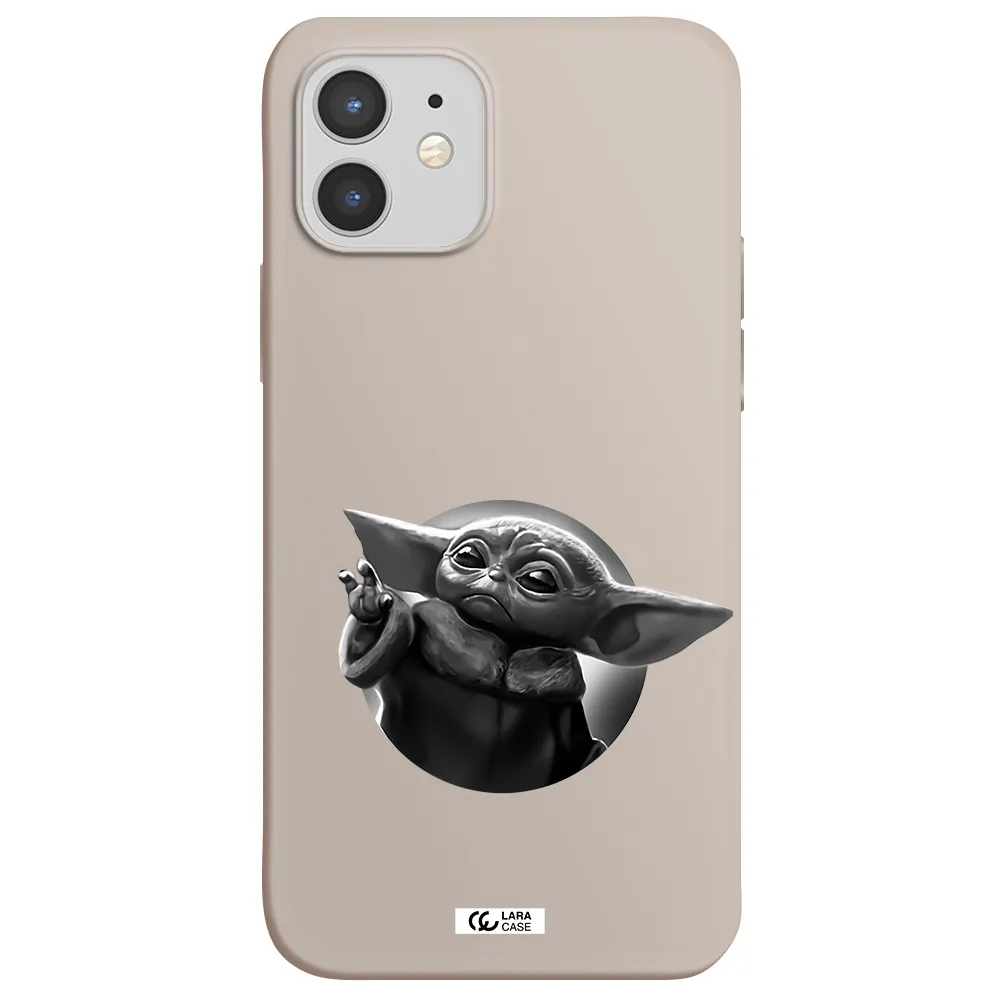 a black and white image of a baby yoda Apple iPhone 12 mini Silicone Stone Case