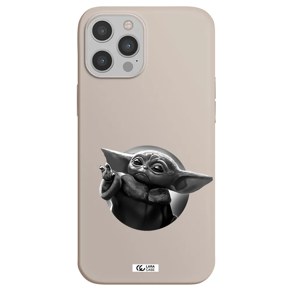 a black and white image of a baby yoda Apple iPhone 12 pro max Silicone Stone Case
