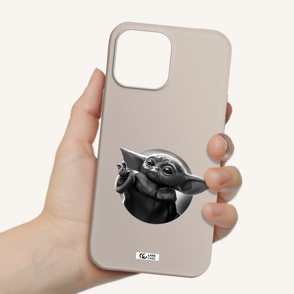 a black and white image of a baby yoda Apple iPhone 13 Pro Silicone Stone Case