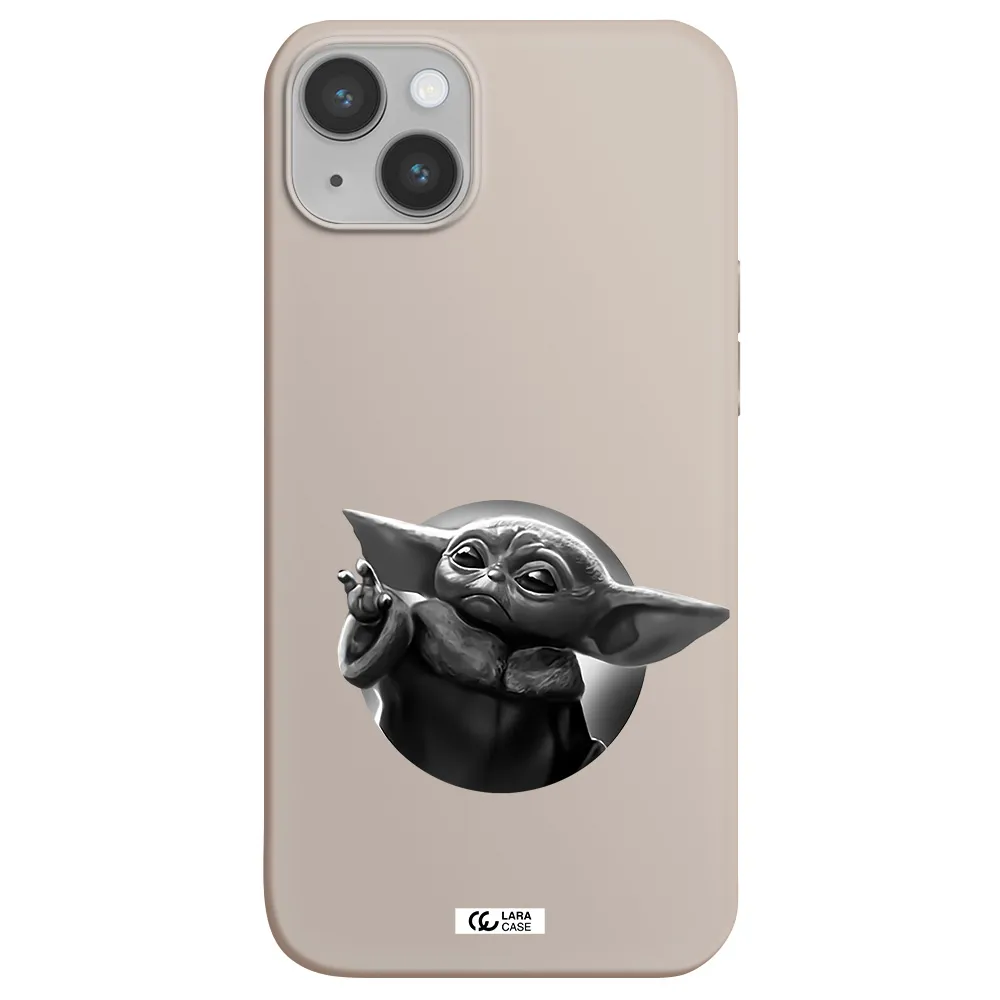 a black and white image of a baby yoda Apple iPhone 14 Silicone Stone Case