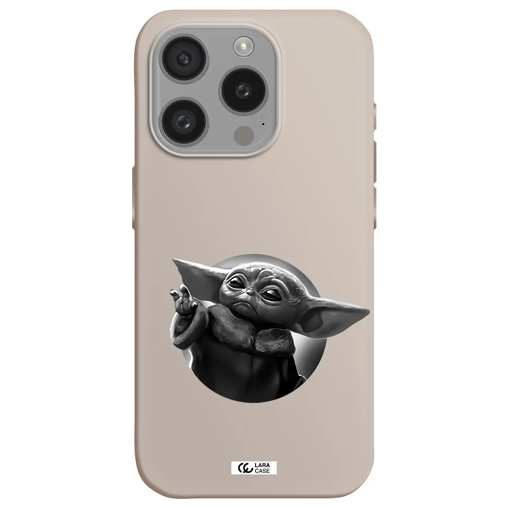 A Black And White Image Of A Baby Yoda Apple Iphone 15 Pro Silicone Stone Case