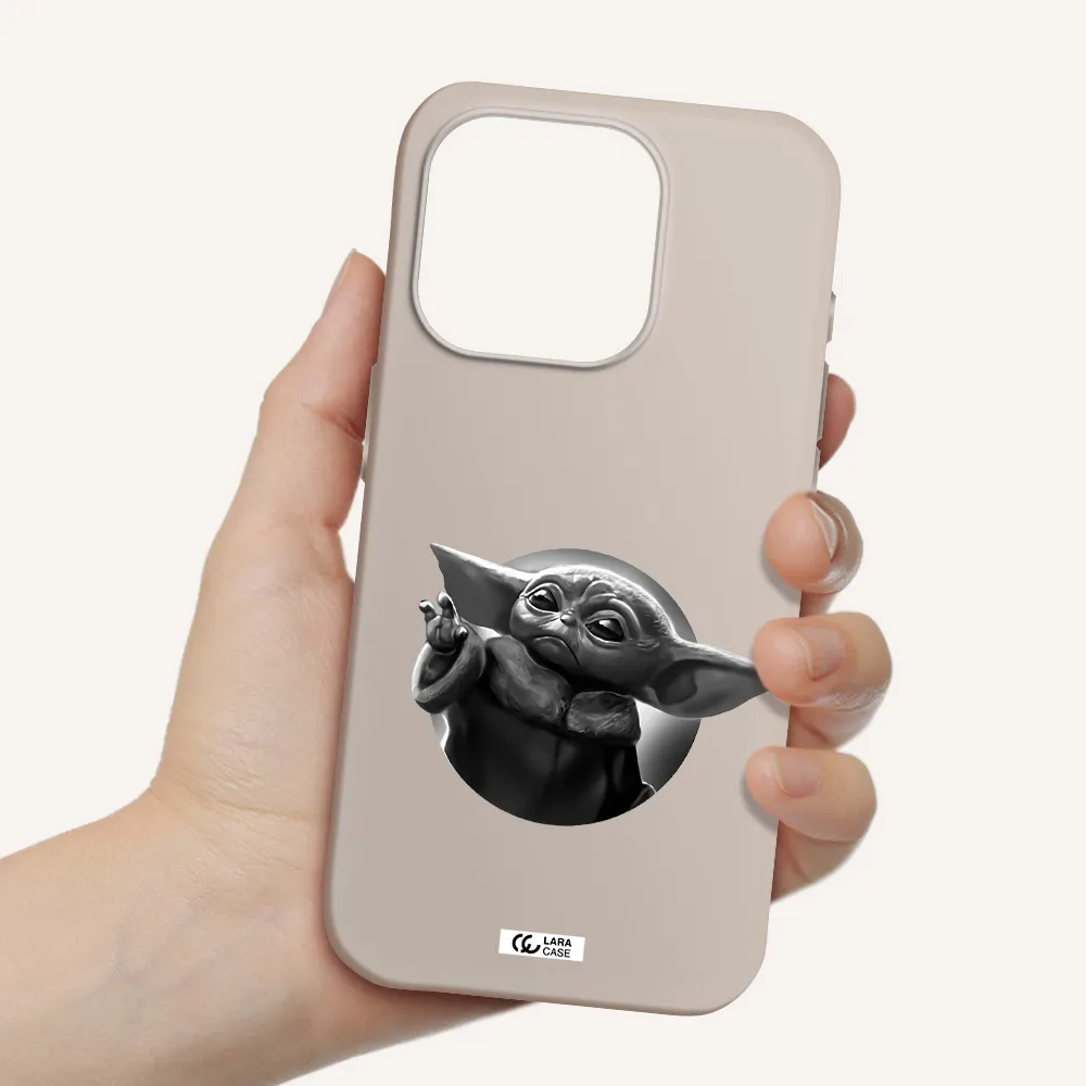 A Black And White Image Of A Baby Yoda Apple Iphone 15 Pro Silicone Stone Case