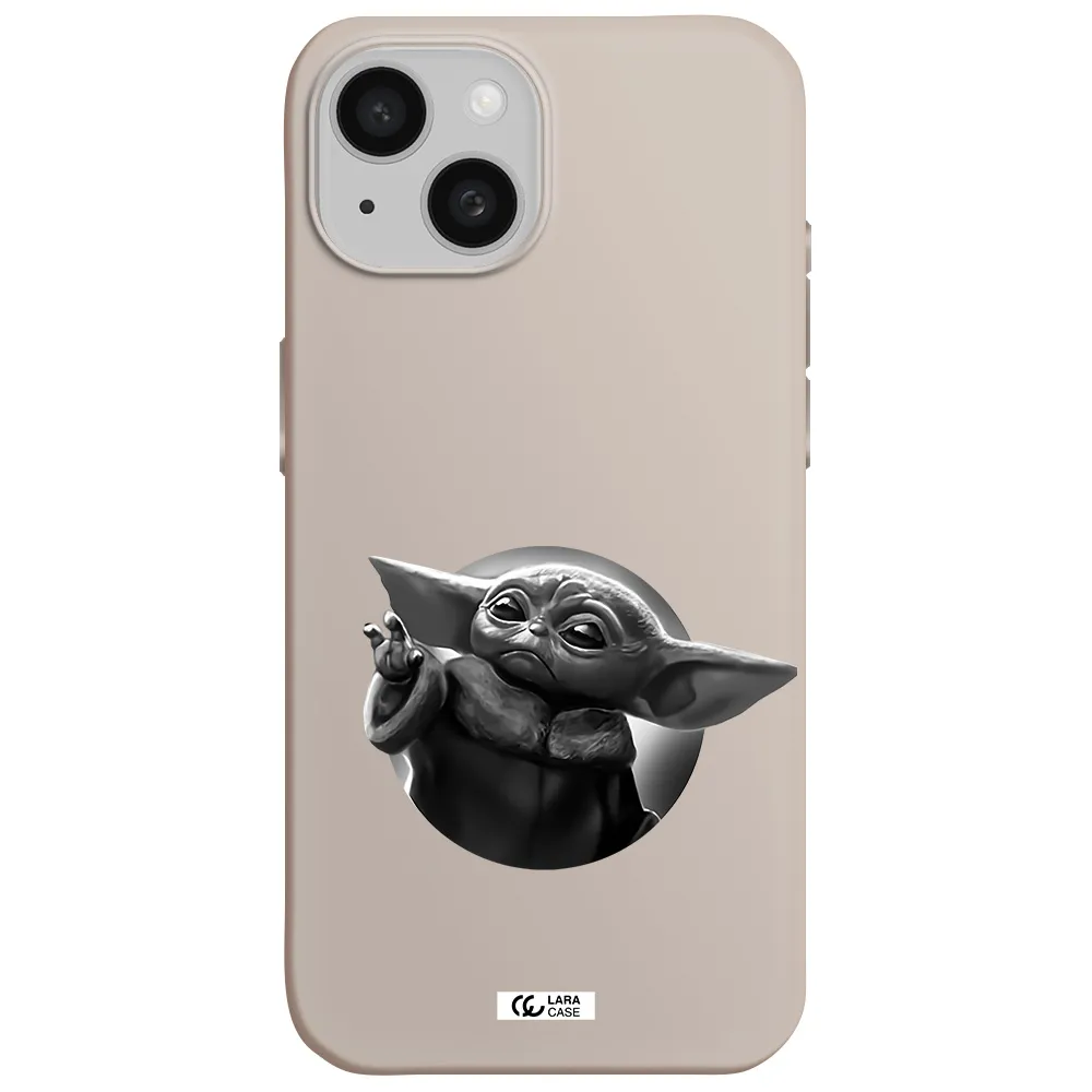a black and white image of a baby yoda Apple iPhone 15 Silicone Stone Case