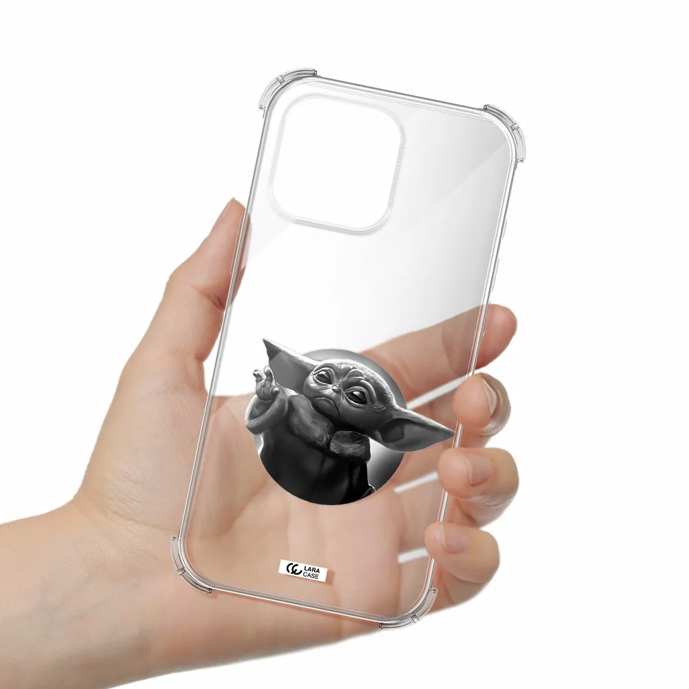 A Black And White Image Of A Baby Yoda Apple Iphone 16 Pro Max Clear Pc Case