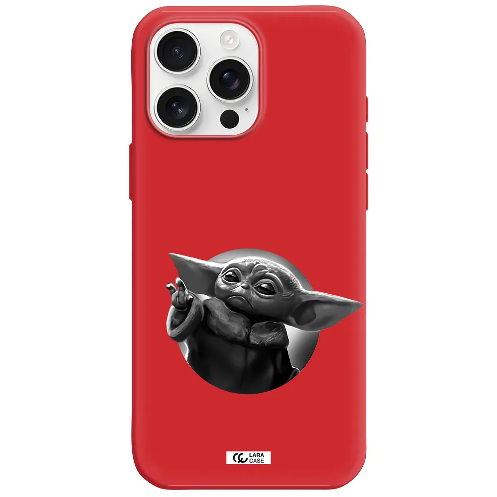 A Black And White Image Of A Baby Yoda Apple Iphone 16 Pro Max Silicone Imperial Red Case