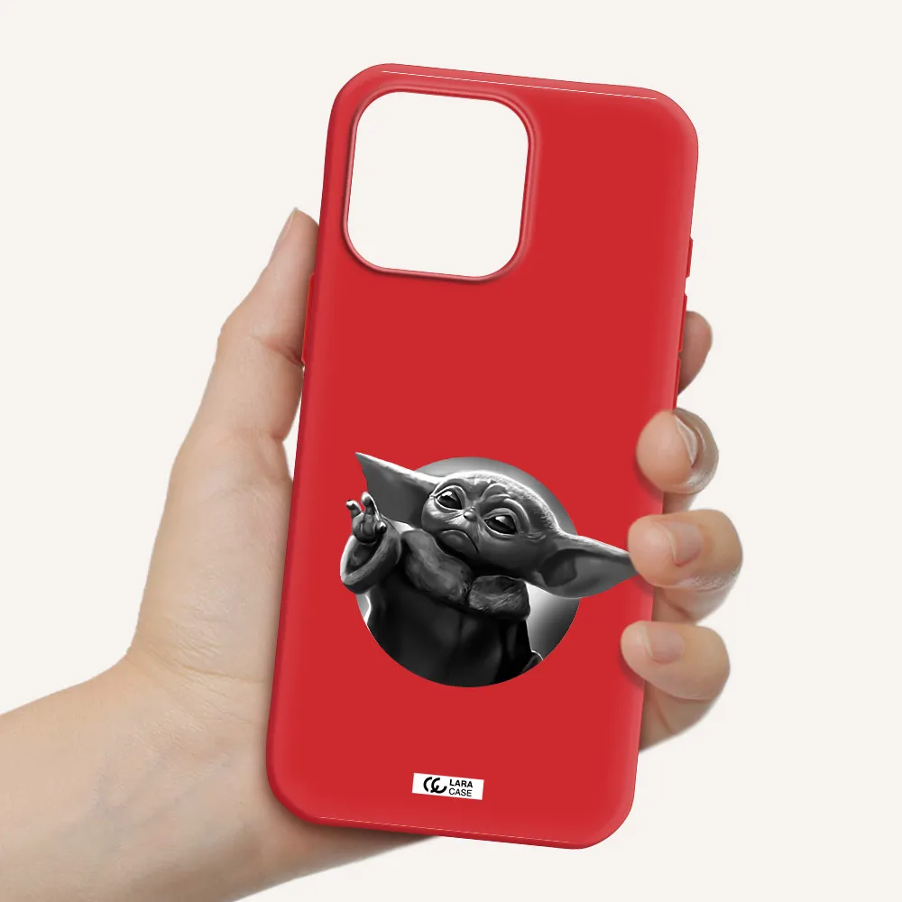 A Black And White Image Of A Baby Yoda Apple Iphone 16 Pro Max Silicone Stone Case