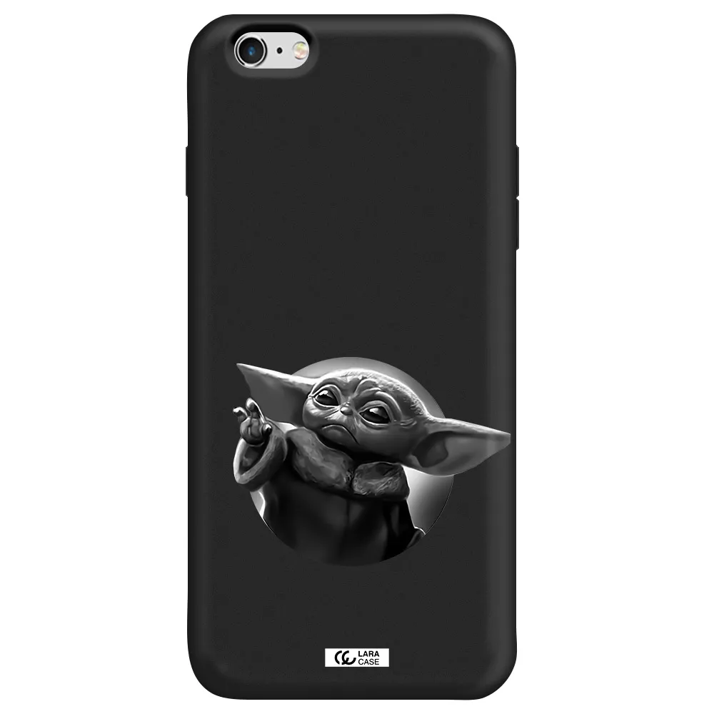 a black and white image of a baby yoda Apple iPhone 6 plus Silicone black Case