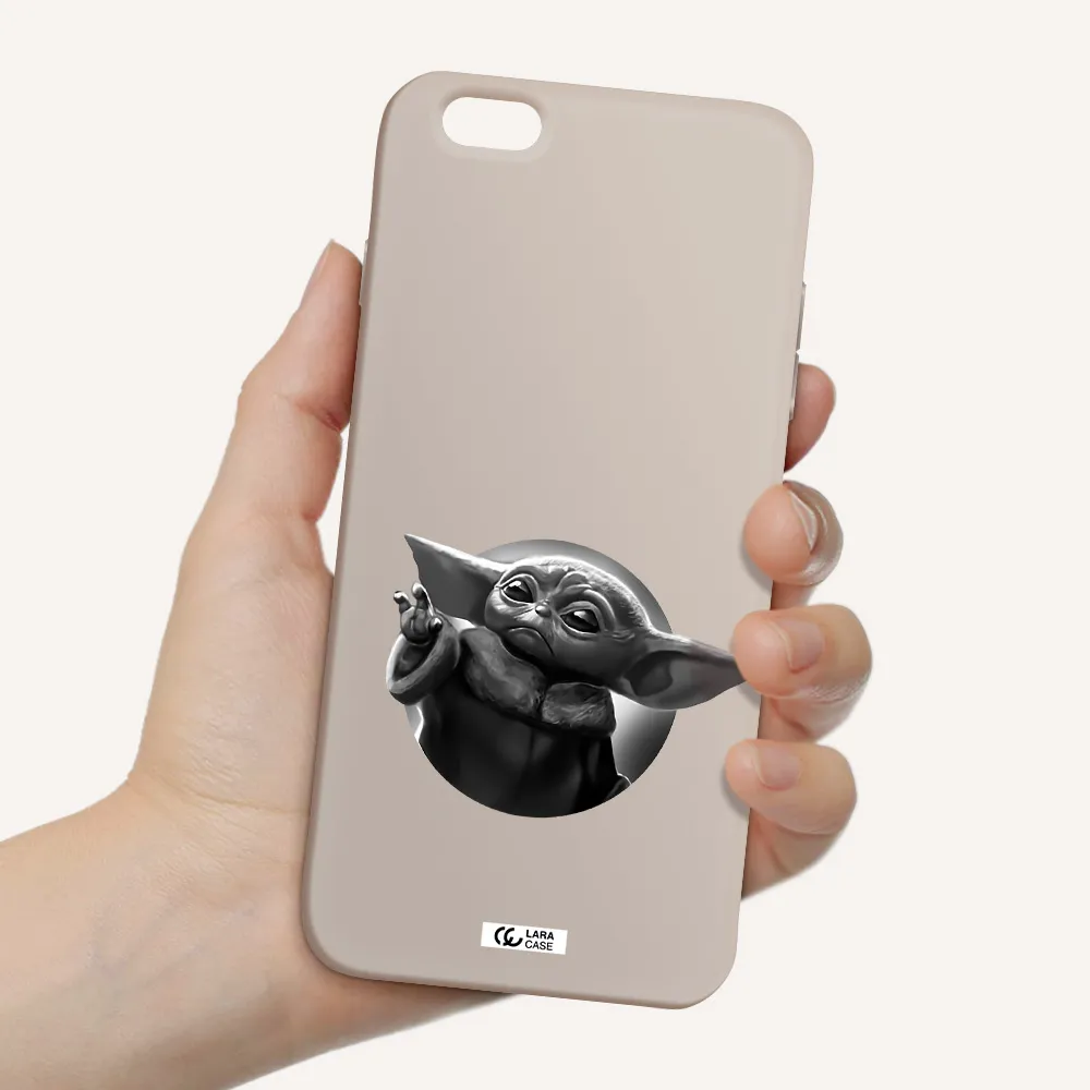 a black and white image of a baby yoda Apple iPhone 6 plus Silicone Stone Case