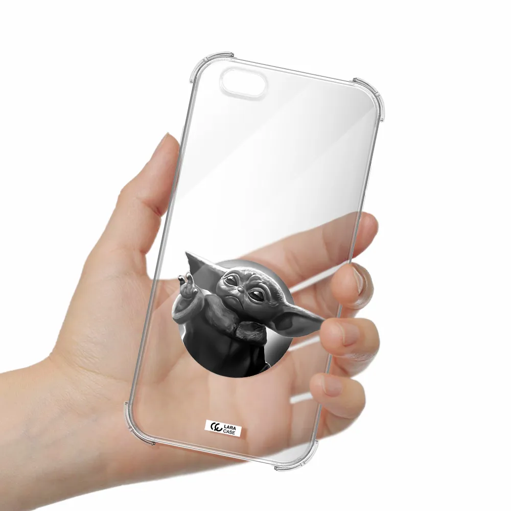 a black and white image of a baby yoda Apple iPhone 6 s plus Clear PC Case