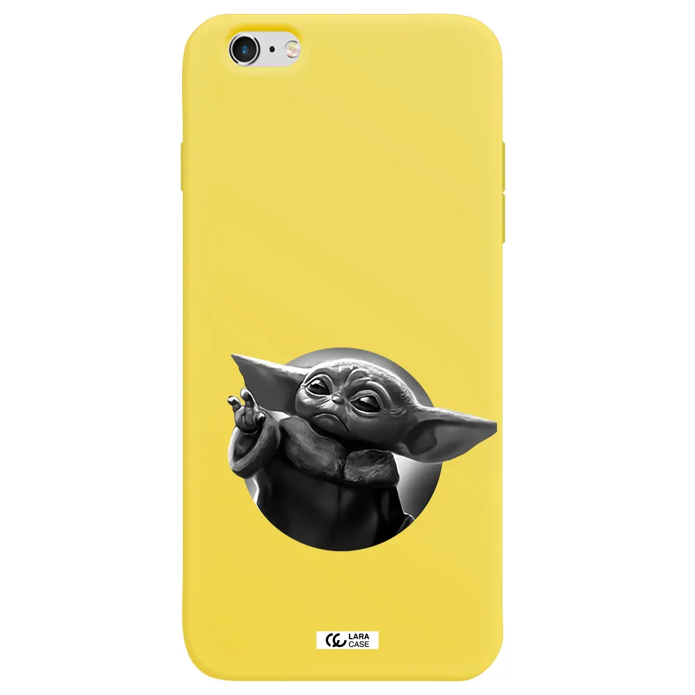 a black and white image of a baby yoda Apple iPhone 6 s plus Silicone canary yellow Case