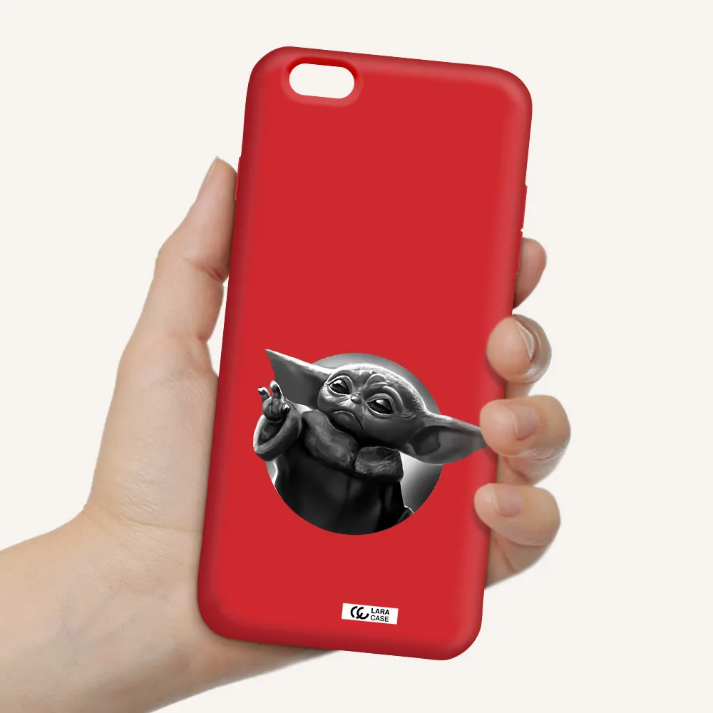 a black and white image of a baby yoda Apple iPhone 6 s plus Silicone Imperial Red Case