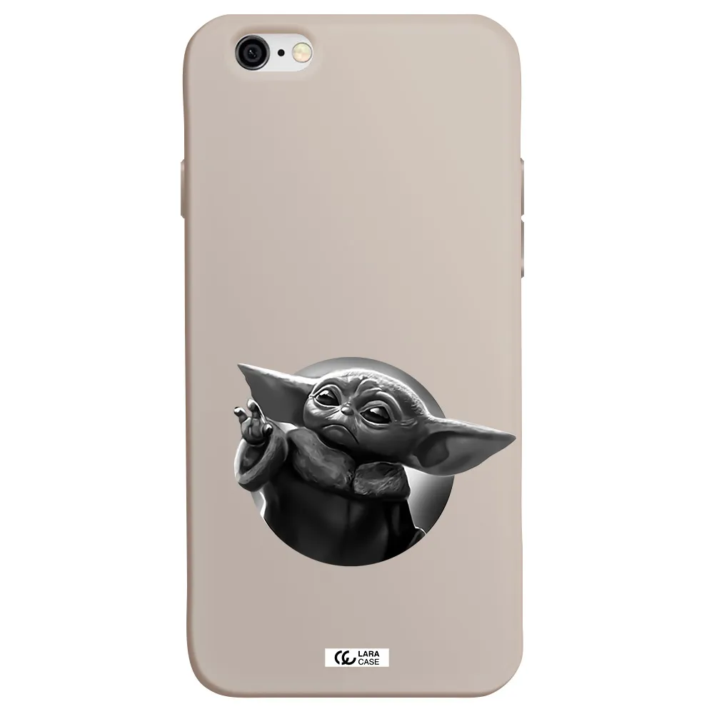 a black and white image of a baby yoda Apple iPhone 6 Silicone Stone Case