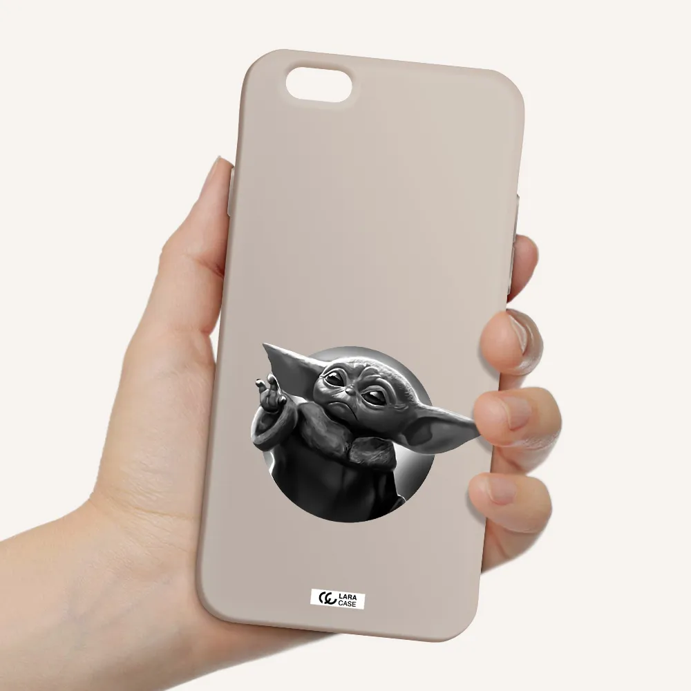 a black and white image of a baby yoda Apple iPhone 6 Silicone Stone Case