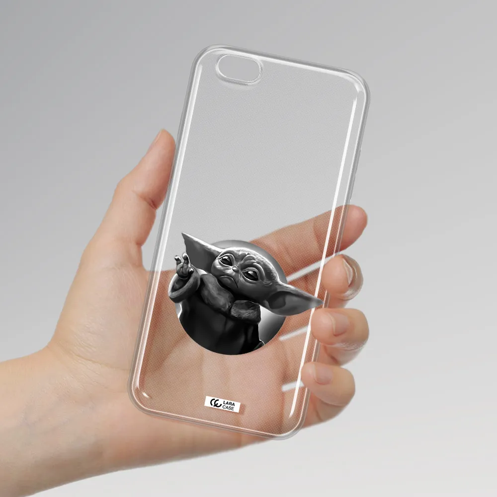 a black and white image of a baby yoda Apple iPhone 6S Clear TPU Case