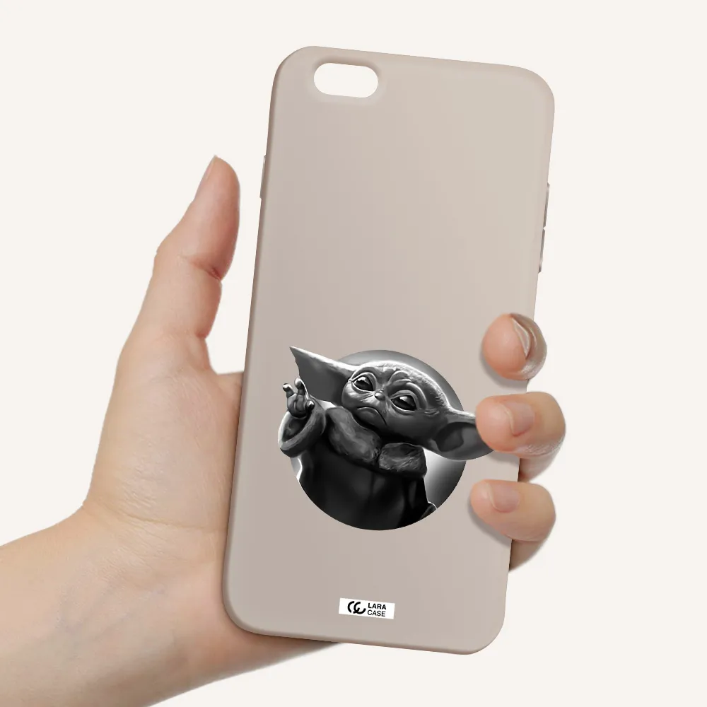 a black and white image of a baby yoda Apple iPhone 6S Silicone Stone Case