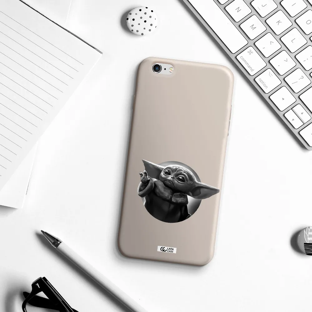a black and white image of a baby yoda Apple iPhone 6S Silicone Stone Case